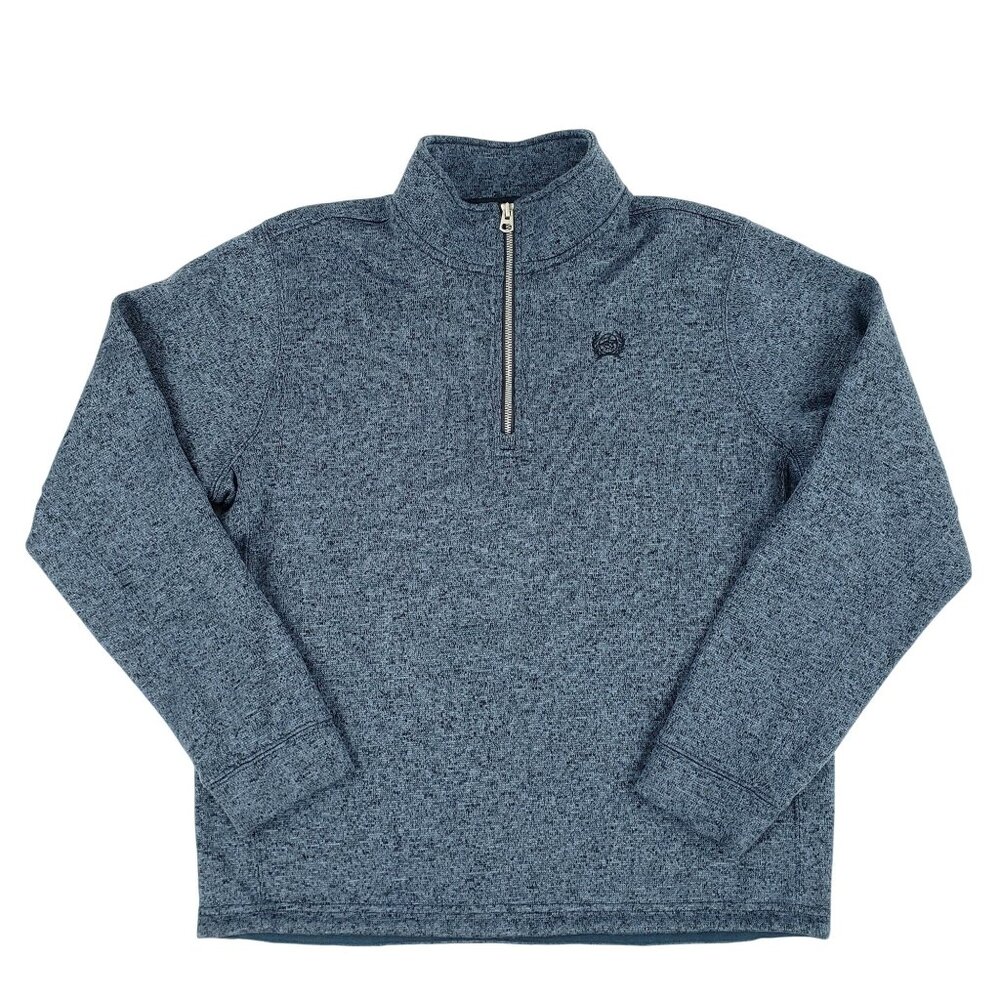 Cinch Men's Medium 1/4 Zip Sweater Pullover Embroidered Logo Blue MWK1080004 EUC